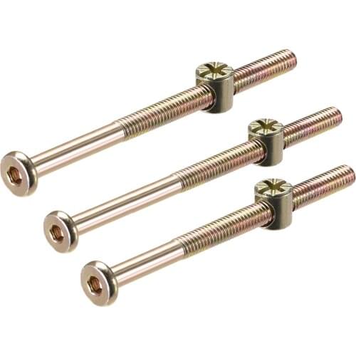 Uxcell 10-20sets Furniture Bolts Nut Set M6x80/90/100/110mm Hex Socket Screw with Barrel Nuts Phillips-Slotted Zinc Plated
