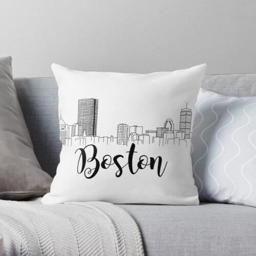 Boston Skyline Throw Pillow Cushion Cover Polyester throw pillows case on sofa home living room car seat decor 45x45cm