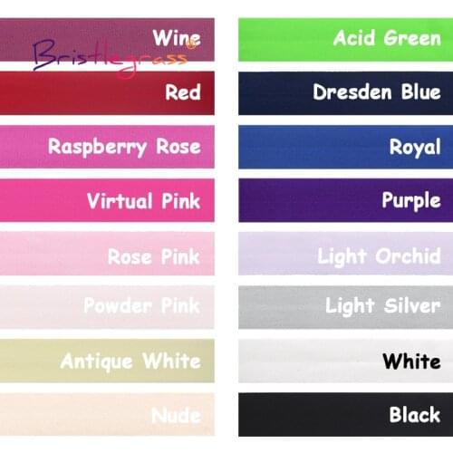 BRISTLEGRASS 100 Yard by Roll 3/4" 20mm Solid Matte Non-Shiny Fold Over Elastics FOE Spandex Band Hair Tie Headband Dress Sewing
