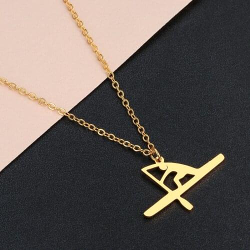 Stainless Steel Surf Boat Rowing Chain Pendant Necklaces Kayaking Statement Choker Surfing Sport Jewlery Accessories Gift