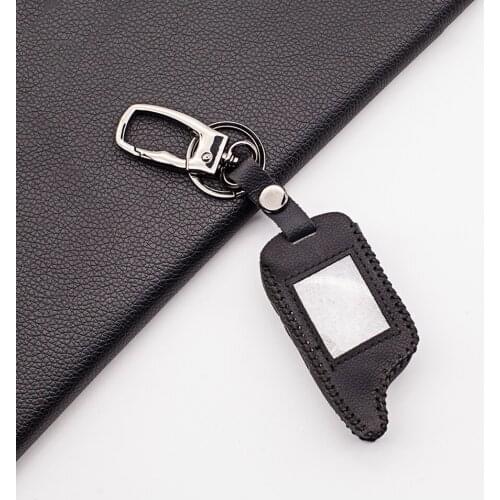 Russian version MA 100% Leather keychain Case Cover for Scher Khan magicar A B lcd remote two way car alarm system