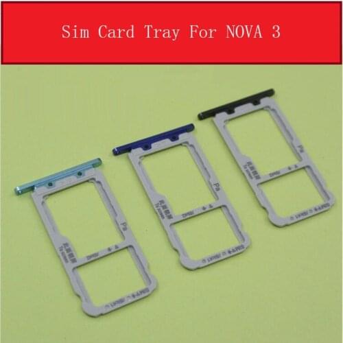 Sim Card Tray Holder For Huawei NOVA 3 NOVA3 PAR-AL00 Sim Micro Reader Card Slot Adapters Card Socket Replaement Repair Parts