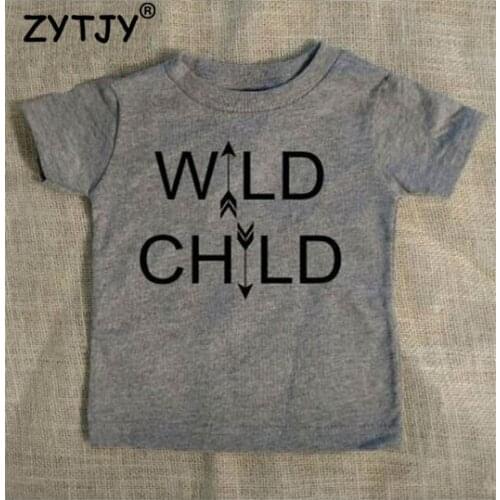 WILD CHILD Letters Print Kids tshirt Boy Girl shirt Children Toddler Clothes Funny Top Tees Z-62