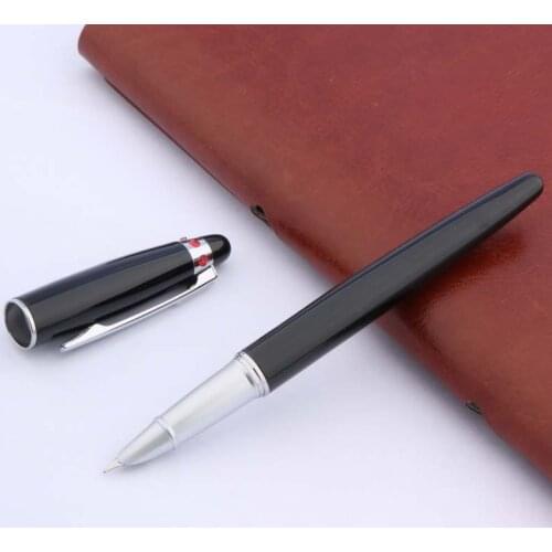 BAOER BLACK RED decoration Silver Trim F Nib Finance Fountain Pen