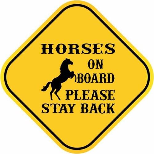 Hot HORSES ON BOARD PLEASE STAY BACK Car Sticker for Car Trunk Auto Uv Protection Car Decorative 15*15cm