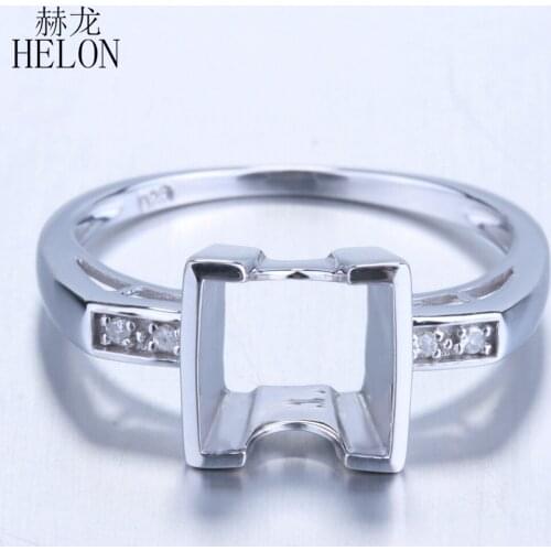 HELON 7x7mm Princess Cut Diamond 925 Sterling Silver Vintage Jewelry Semi Mount Ring Fine Jewelry Engagement Wedding Ring