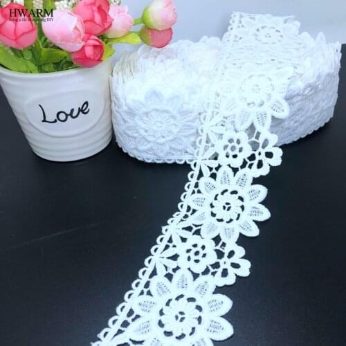 HWARM 10yard 6.3cm african lace fabric flower arc hat pillow wedding lace barcode sewing trim DIY children clothing accessories