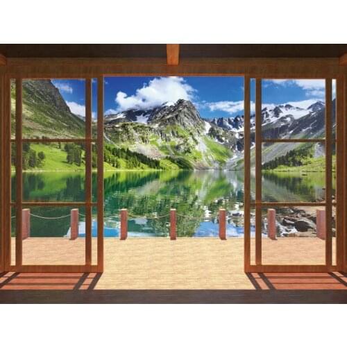 JMINE Div 5D Lake Mountain Window landscape Full Diamond Painting cross stitch kits art Scenic 3D paint by diamonds