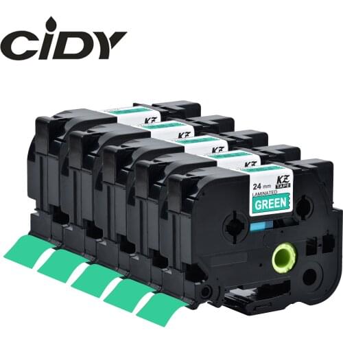 CIDY TZe 755 TZ 755 Tze755 TZ755 5pcs White on green tze compatible laminated tape for brother printers