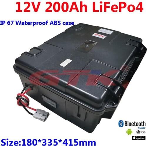Powerful 12V 200ah lifepo4 battery pack Lithium with BMS for 1000w 80lbs 100lbs Boat RV monitor computer +20A charger