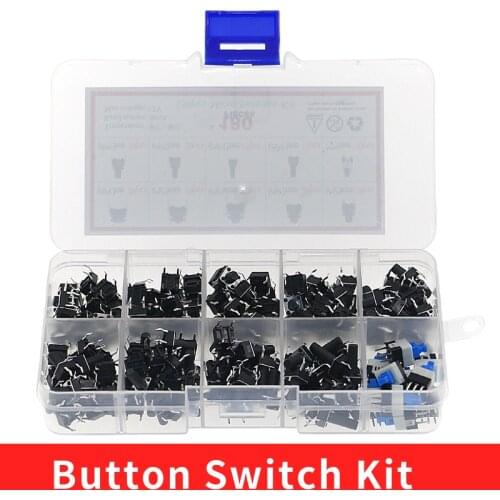 180PCS 10 Type 6*6 Light Micro Touch Switch Set Push Button Switch Kit Assortment Set DIY Tool Accessories 6x6 Keys Tact ON/OFF
