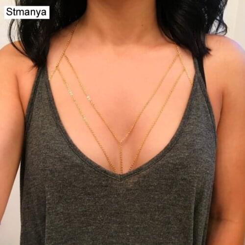 Fashion jewelry simple street to shoot the public geometric elements chain sexy body jewelry necklace B1061