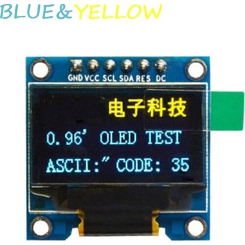 0.96" oled display module BLUE&YELLOW 12864 LED screen SPI IIC interface for arduino STM32 51 sd1306 driver NEW DIY OLED display