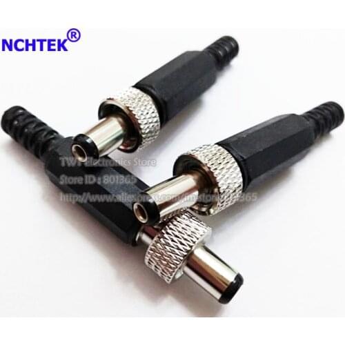 NCHTEK Lockable DC Power Male Plug 5.5x2.1mm Socket Adapter Connector With Screw Nut Locking For Cable/Free shipping/50PCS