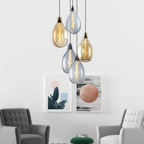 Nordic LED Color Glass Pendant Lights Lighting Modern Design Loft Living Room Lamp Restaurant Bedroom Bedside Deco Light Fixture