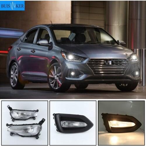 1 Pair For Hyundai Solaris Accent 2017 2018 2019 Car DRL Lamp Waterproof LED Daytime Running Light Fog lamp cover