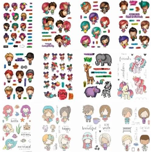 4*6 inch Clear Silicone Stamps Little Girls Boys Emotional Friends Mermaids Unicorn Have A Happy Day Mixed Style Stamps 2020 New