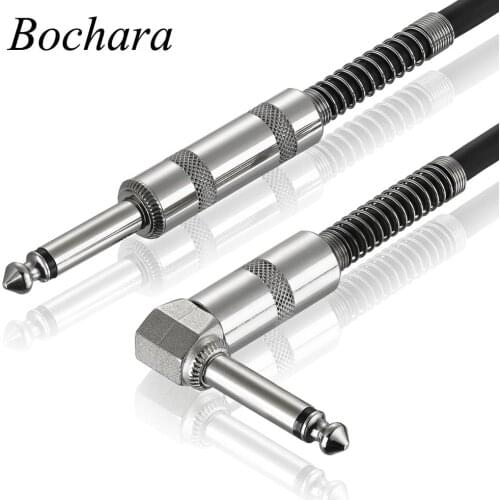 Bochara 1/4'' Jack 90degree 6.5mm to 6.5mm Audio Mono Cable Male to Male For Electric Guitar Mixer Amplifier 3m 6m 10m