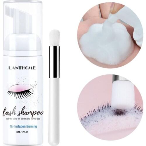 Eyelash Supplement Shampoo 50ML Grafting Eyelash Cleanser Deep Clean Eyelash Glue Makeup Remover Foam Pump Face Clean Makeup