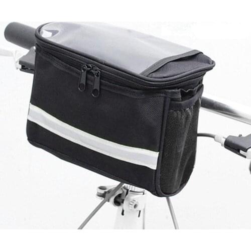 Bike Handlebar Bag Waterproof Bike Front Tube Bag with Reflective Strap Bicycle Front Bag Bike Pouch Cycling Bicycle Accessories