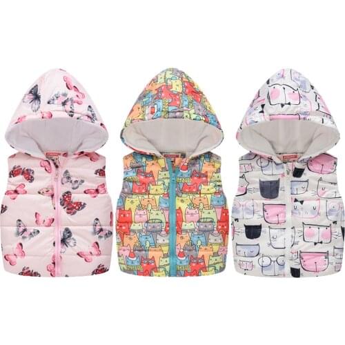 Warm Girls Hooded Vest Winter Variety Styles Fashion Pattern Vest Jacket For girls Inner layer Velvet outerwear Kids Clothing