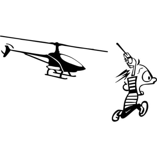18.7cm*10.3cm Funny Crash Drone Cartoon Decal Car-Styling Car Sticker Black/Silver S3-5035