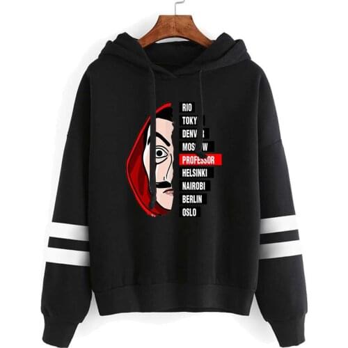Classic La Casa De Papel Womens Hoodies Spring Long Sleeve Casual Hooded Tops The House Of Paper Girls Sweatshirts Y2K Pullover