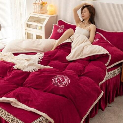 Winter Thicken Warm Short Plush Solid Color Duvet Cover Soft Warm Velvet Quilt Cover Blanket Cover Flannel Duvet Cover King Quee