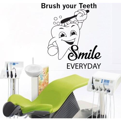Teeth Quote Wall Decal Heath Care Vinyl Wall Sticker Bathroom Decor Dentist Clinic Smile Wall Mural Teeth Quote Wallpaper Z055