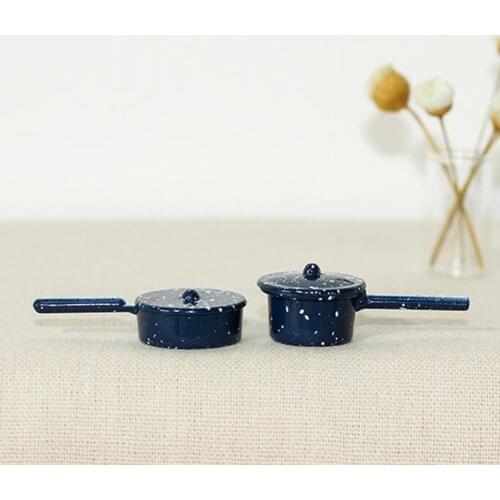 1:12 Dollhouse Miniature Frying Pans Cookware Toy Kitchen Accessory Blue