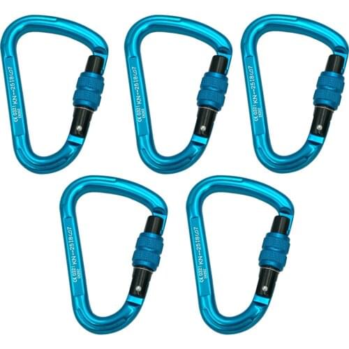 1/2/5pcs 25KN Climbing Ultra-Lightweight Screw-Lock Aluminum Alloy Carabiner Camping Riding Hiking Harness Rescue Screw Locking