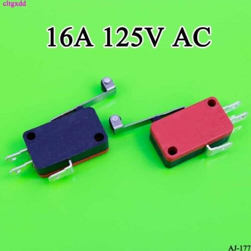 1Pcs Roller Lever Micro Switch 15A 16A 125V AC Push Button SPDT Momentary Snap Action Limit switch Travel Switch AC DC switch