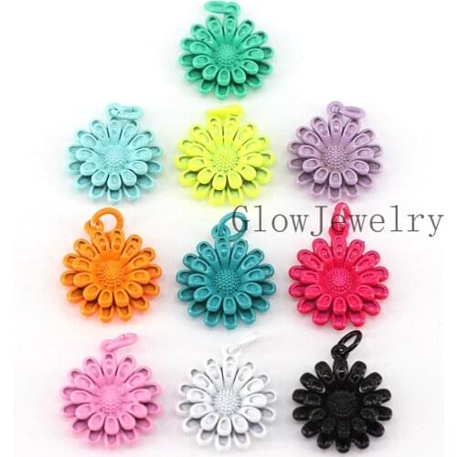 10Pcs,Hot Selling Colorful Drop Oil Flower Enamel Charm Pendant Small Daisy Pendant Necklace For Jewelry Making