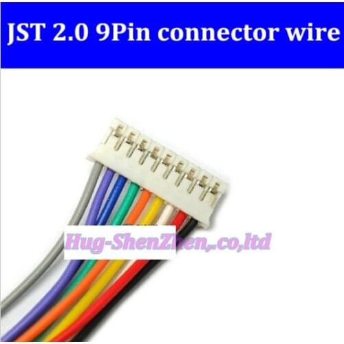 100pcs/lot Free Shipping 9P JST 2.0mm PH2.0 PH 2.0 9pin PH-9p connector with cable 300mm wire 24AWG