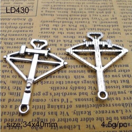25pcs/lot Alloy Antique Silver 34x40mm Bow And Arrow Charm Pendant Fit Bracelet Necklace DIY Metal Jewelry Making