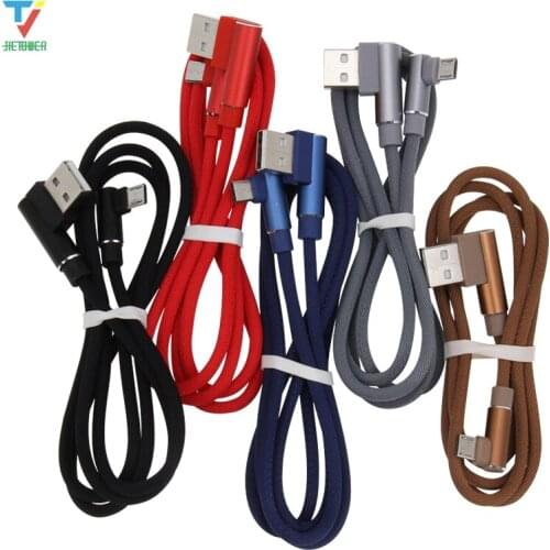 300pcs/lot 1m/2m/3m 2side 90 Degree L-shaped cloth Braided Fabric Cloth USB Data Cable for Xiaomi Samsung iphone HTC Huawei