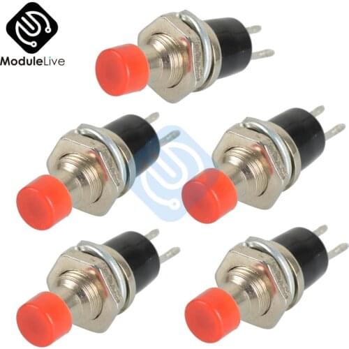 5PCS Red PBS-110 Lockless ON/OFF Push button Switch Press the reset switch