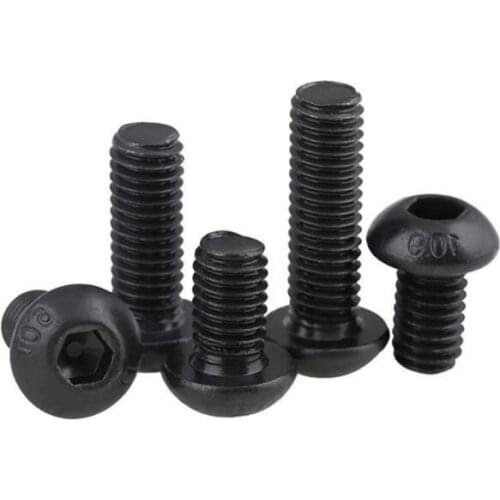 5pcs M4 Left Hand Allen Screws Round Head Hexagon Socket Bolts Pan Hex Slot Anti-screw bolt Black 6mm-20mm Length