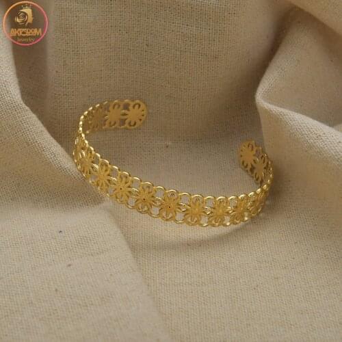 Akizoom Stainless Steel Fashion Bracelet Adjustable 14K Gold Wholesale for Women Lover Birthday Gift Jewelry Freeshipping