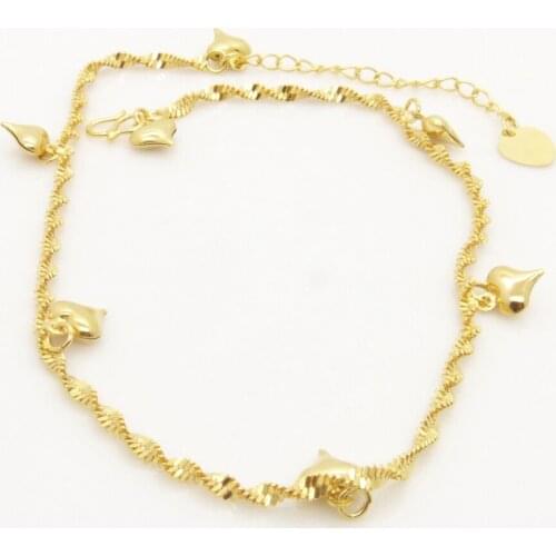 Heart Anklet Yellow Gold Filled Sexy womens Chain Link