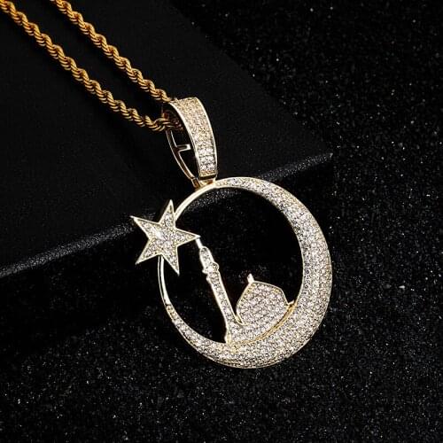 Creative Full Zircon Star Lighthouse Pendant Necklace New Hip Hop Ice Out Bling Party Jewelry For Men Gift