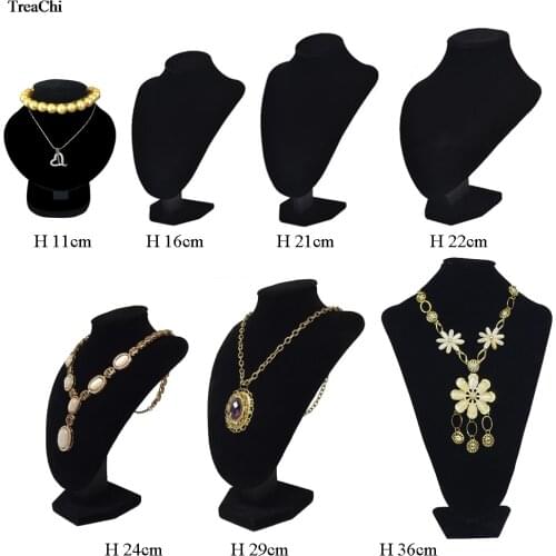 Black Necklace Jewelry Display Choker Rack Velvet Pendant Organizer Mannequin Holder Chain Beads Showing Bust Stand