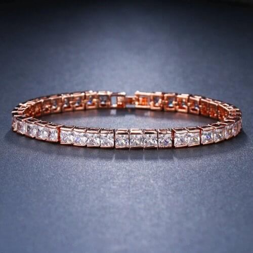 Ekopdee High Quality Luxury Zircon Bracelet Bangles For Women Classic Square Cubic Zirconia Bracelets Wedding Jewelry 2021 New