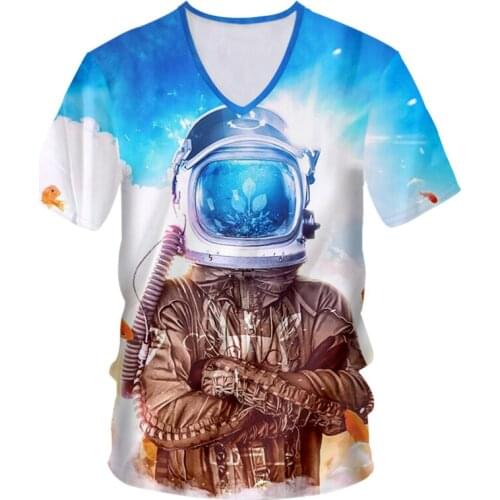IFPD EU Size Summer 3D T-shirt Boys Girls Galaxy Space Astronaut Planet Balloon 3D Printing V-Neck Tshirt Plus Size Funny Shirts