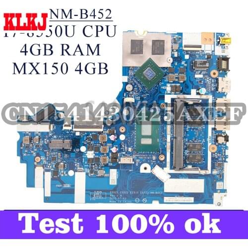 KLKJ NM-B452 Laptop Motherboard For Lenovo Ideapad 520-15IKB Original Mainboard 4GB-RAM I7-8550U MX150-4GB