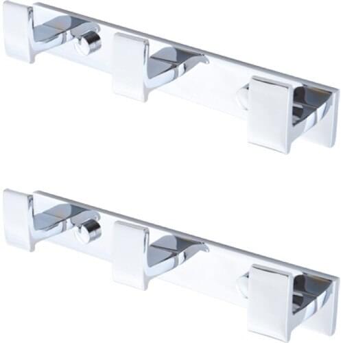 Ahlez Square Lama Triple Bathrobe Robe Hook 2 Pcs Brass