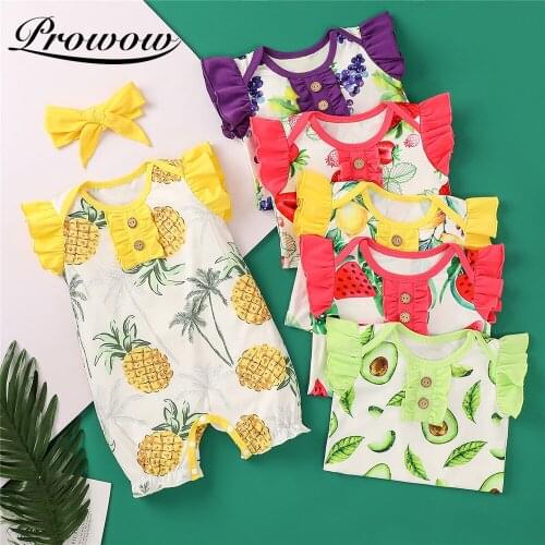Prowow Summer Fruits Baby Girl Clothes Flying Sleeve Babys Rompers Cute Newborn Bobysuits For Infants Girl Clothing Sleepwears