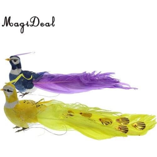 MagiDeal 2pcs Mini Colorful Foam Artificial Birds Craft Garden Decor Home Festival Christmas Decoration