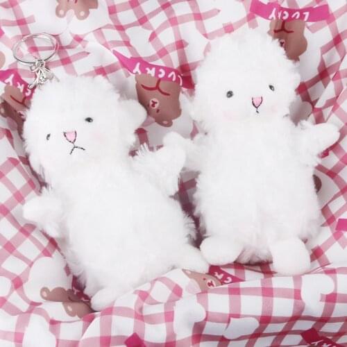 Cute Soft Small Sheep Plush Doll Key Ring Adorable Cartoon Blush Doll Keychain Accessories Girls Schoolbag Pendant Keychain Gift