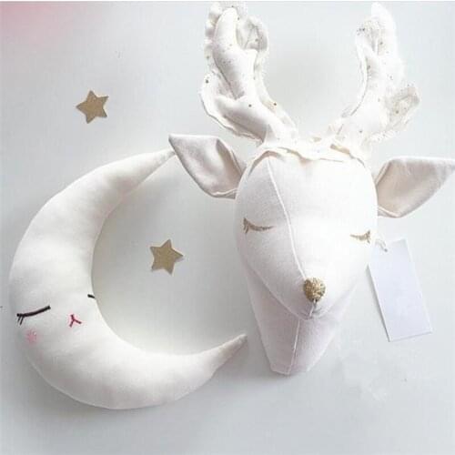 Handmade 3D Animal Head Wall Decorations Kids Baby Room Decor Nordic Stuffed Unicorn Deer Wall Hanging Mount Toys for Children